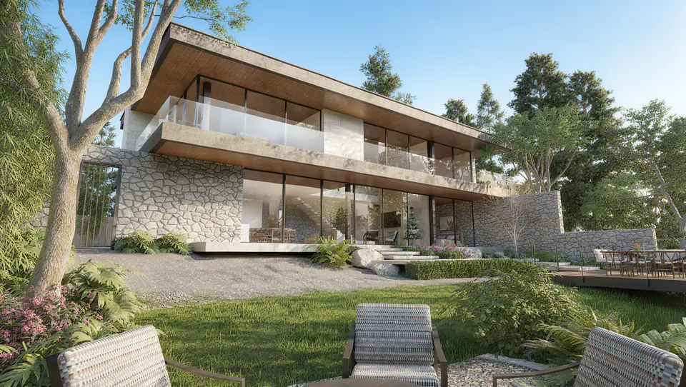 Render 3D 8 de 10 · Nahuel Huapi, vivienda unifamiliar frente al lago en San Carlos de Bariloche