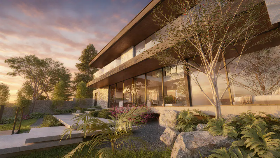Render 3D 7 de 10 · Nahuel Huapi, vivienda unifamiliar frente al lago en San Carlos de Bariloche