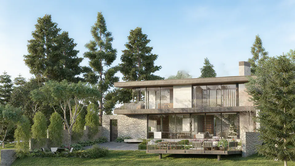Render 3D 10 de 10 · Nahuel Huapi, vivienda unifamiliar frente al lago en San Carlos de Bariloche