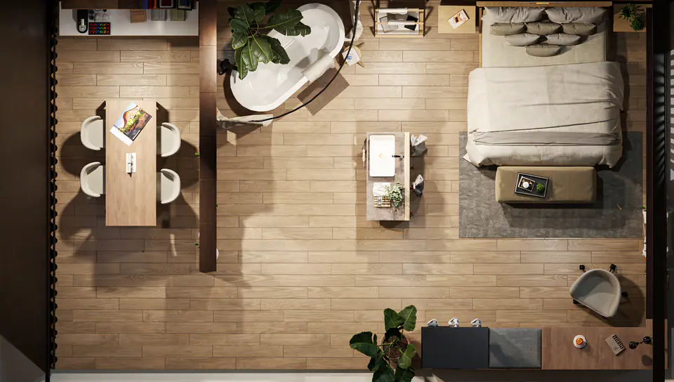 Render 3D 4 de 5 · Home Deco, showroom comercial en Buenos Aires