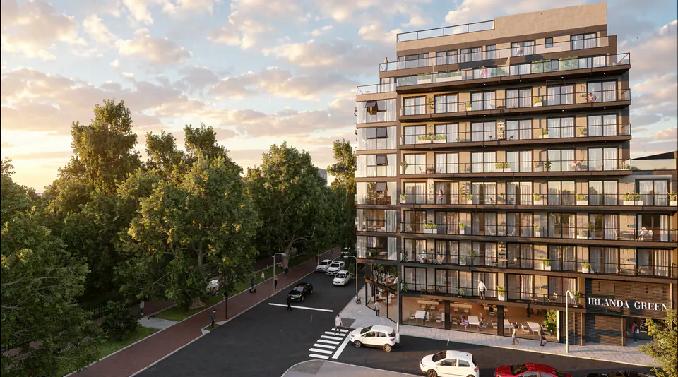 Render 3D 2 de 6 · Irlanda Green, edificio residencial en Plaza Irlanda, Caballito, CABA
